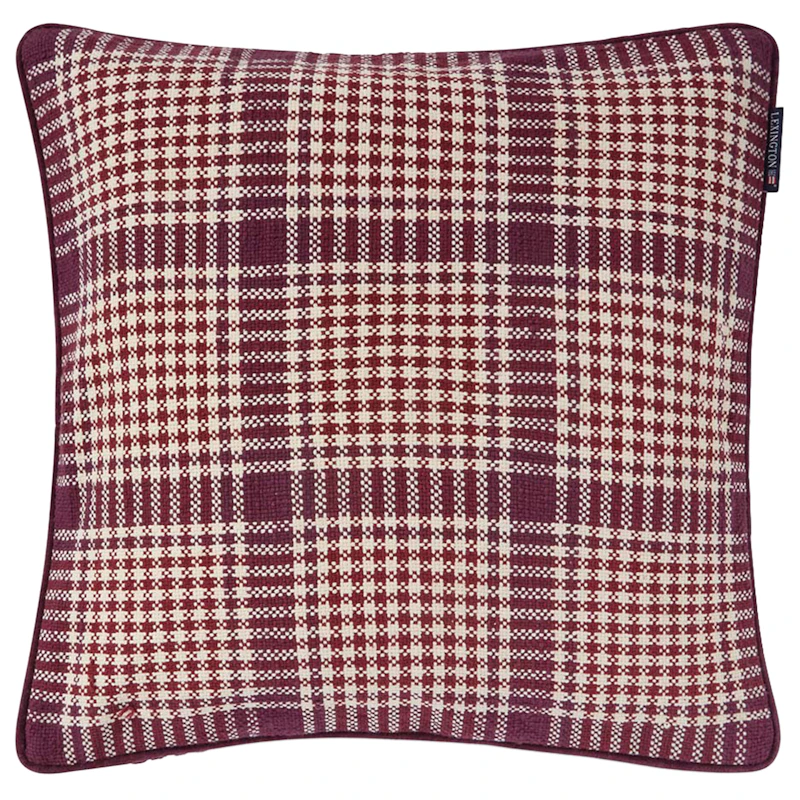 Checked Kuddfodral 50x50 cm, Fikon / Vinröd / Ljusbeige