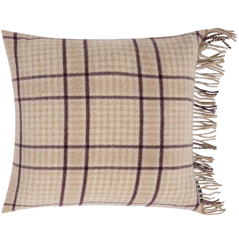 Checked Kuddfodral 50x50 cm, Beige / Fikon