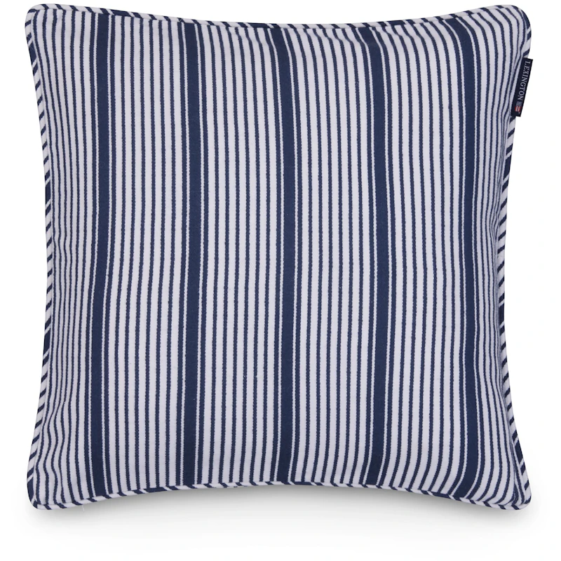 Classic Striped Organic Cotton Twill Kuddfodral 50x50 cm, Vit / Marinblå