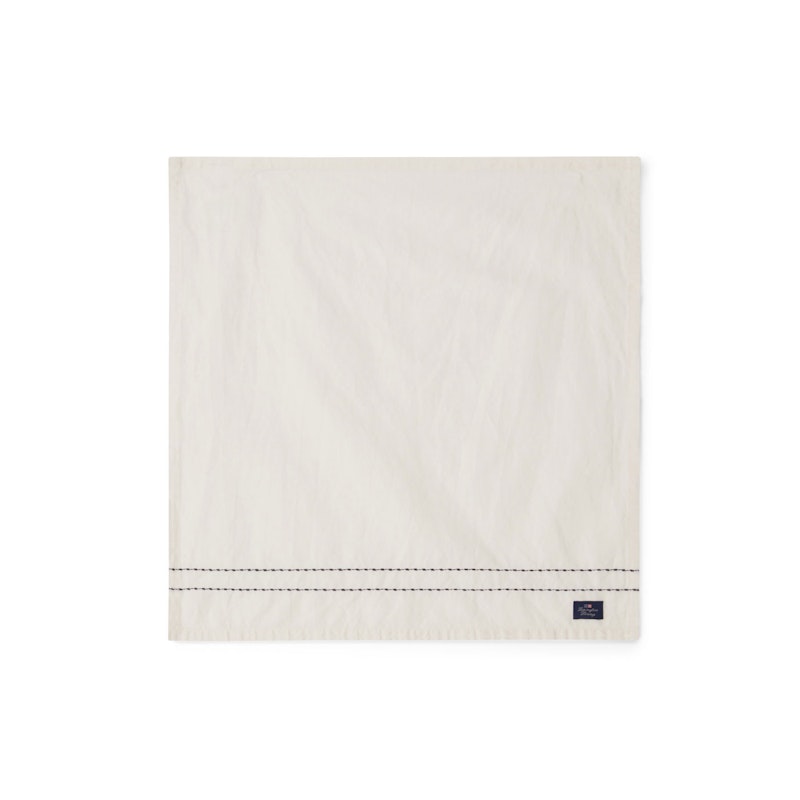 Cotton/Linen Servett Med Broderade Stygn 50x50 cm