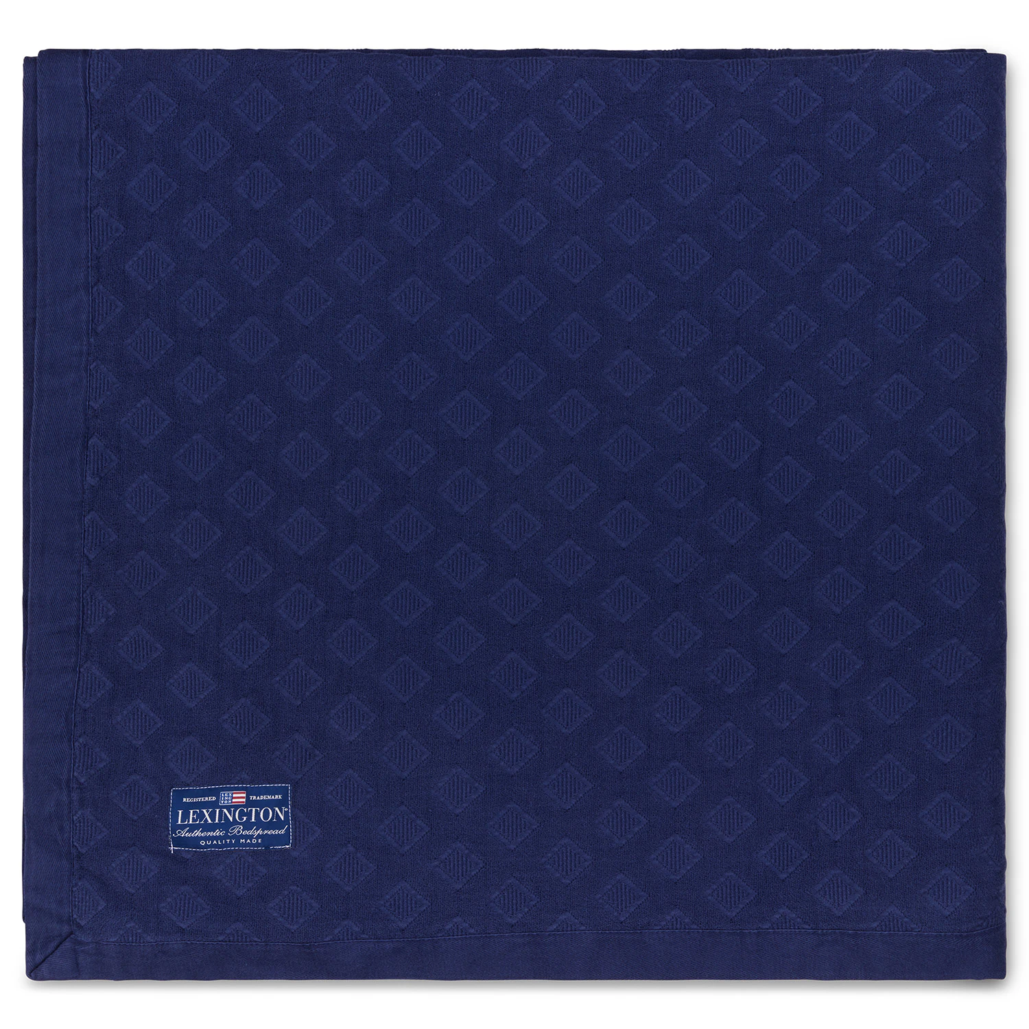 Lexington Diamond Jacquard Överkast 160x240 Cm - Överkast Ekologisk Bomull Mörkblå