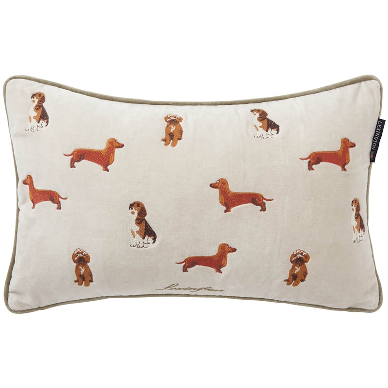 Dogs Organic Cotton Velvet Pillow Kuddfodral 30x50 cm, Beige