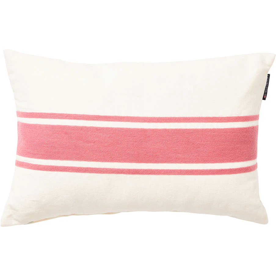 Lexington Embroidery Center Striped Linen/cotton Kudde 40x60 Cm /off-white - Prydnadskuddar & Fodral Linne Rosa