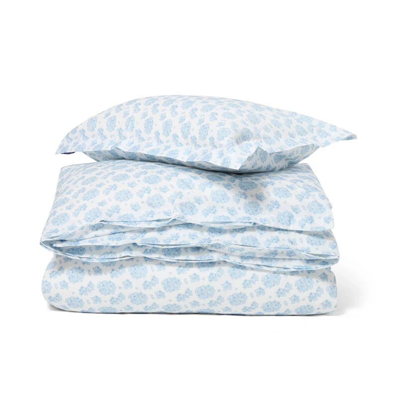 Floral Påslakanset 210x150 cm, Blå / Vit