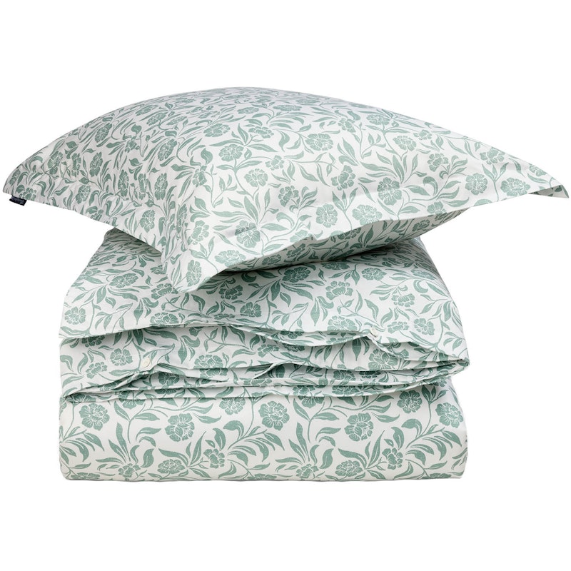 Flowers Bäddset 150x210 + 50x60 cm, Vit/Eucalyptus