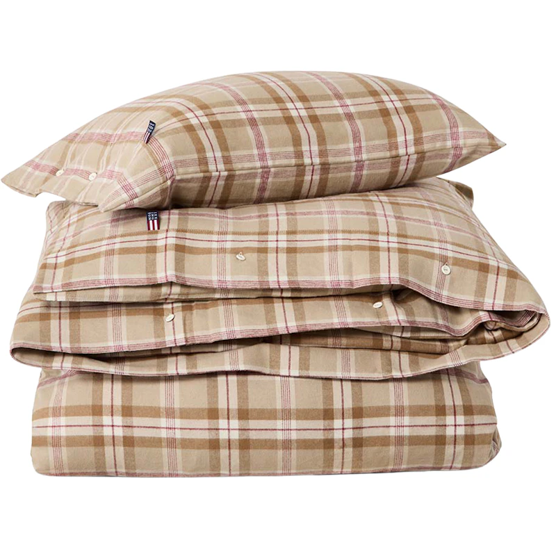Checked Bäddset 220x220 + 50x60x2 cm, Fudge / Beige / Fikon