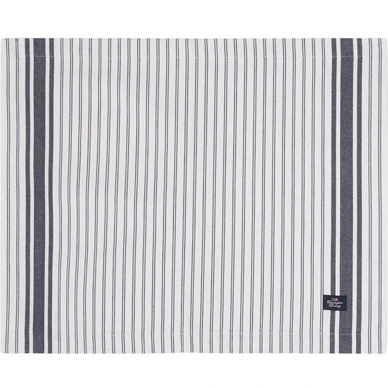 Icons Striped Organic Cotton Oxford Bordstablett, Vit / Dress Blue