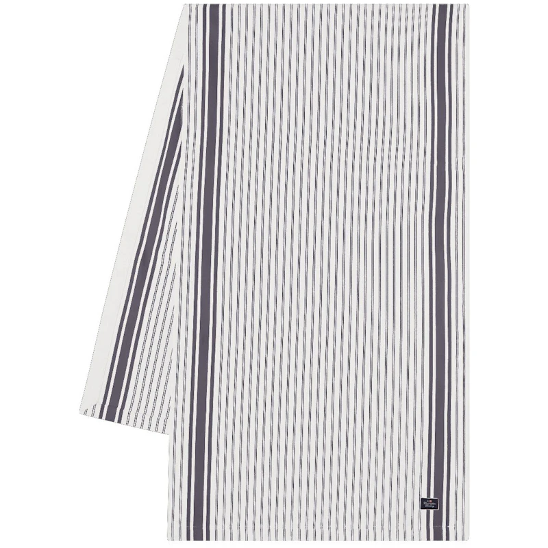 Icons Striped Organic Cotton Oxford Löpare 50x150 cm, Vit / Dress Blue