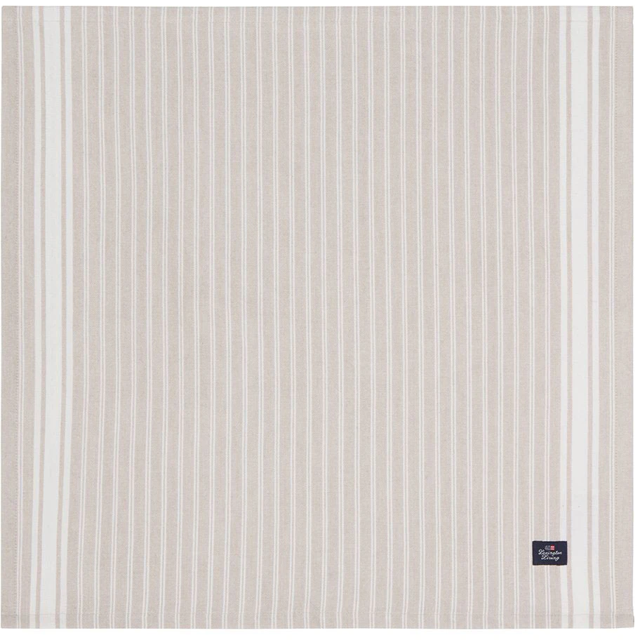 Lexington Icons Striped Organic Cotton Oxford Servett Beige / - Servetter & Tillbehör Bomull Vit