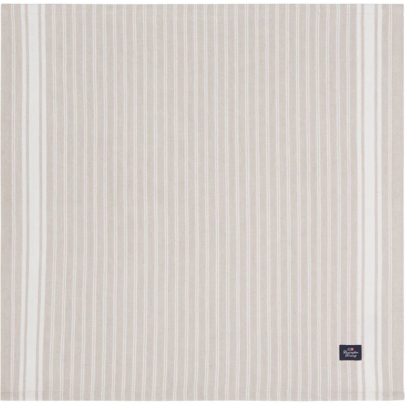 Icons Striped Organic Cotton Oxford Servett, Beige / Vit