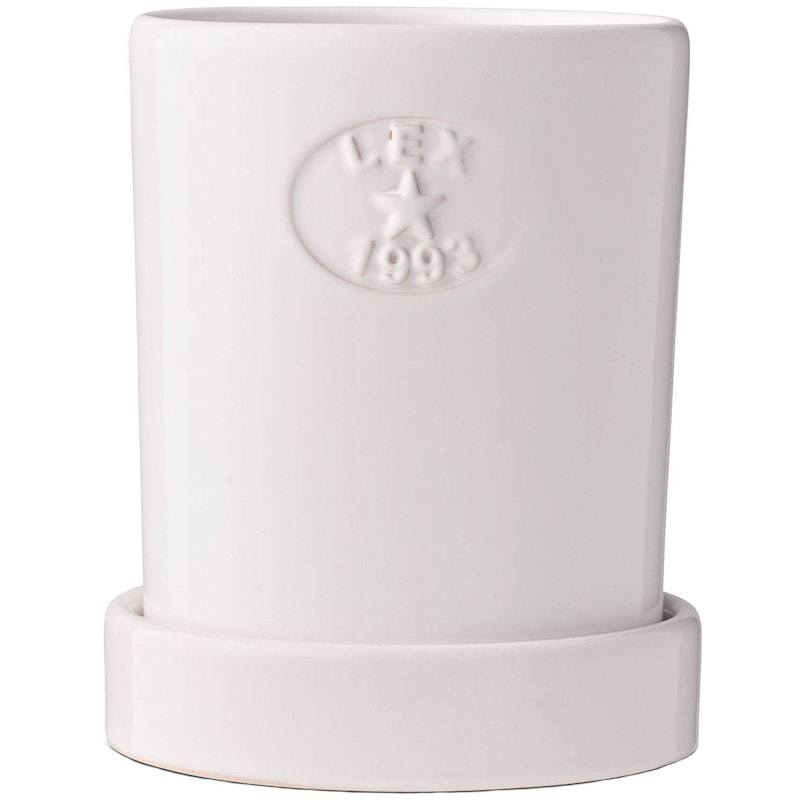 Kruka Med Fat H14 cm, Vit