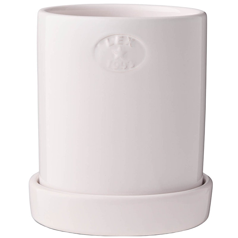 Kruka Med Fat H18 cm, Vit