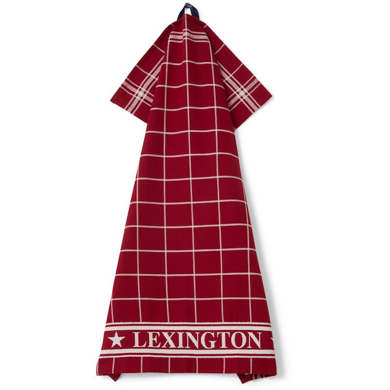 Lexington Checked Organic Cotton Kökshandduk 50x70 cm, Röd / Vit