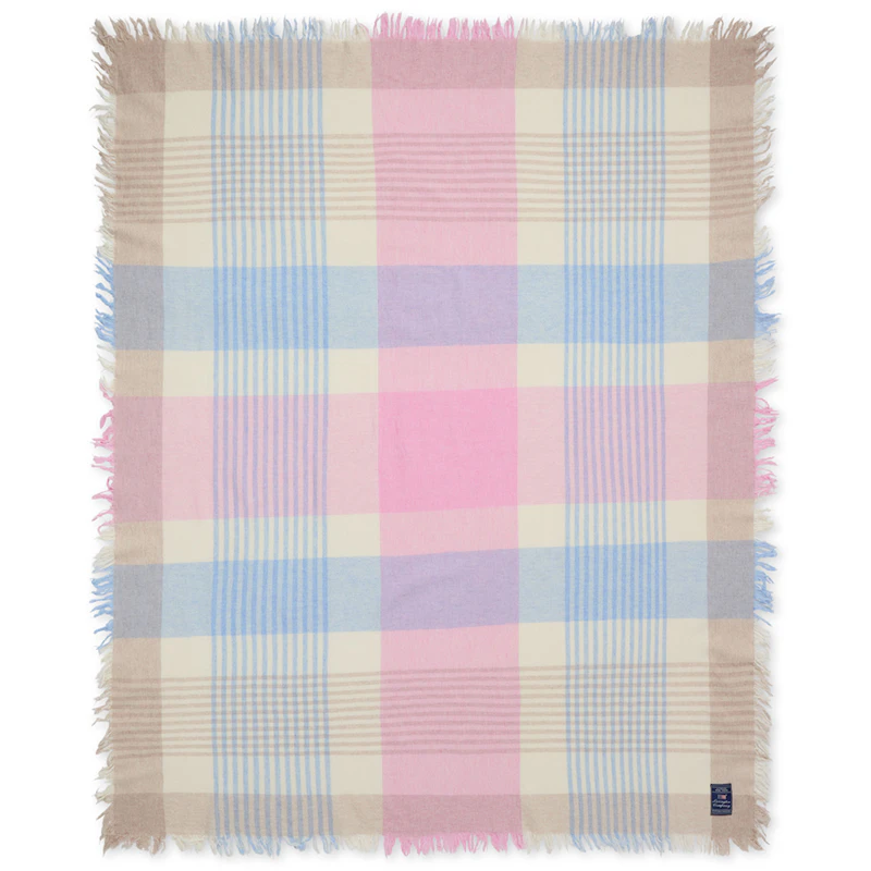 Filt Rutig 130x170 cm, Rosa / Blå / Beige