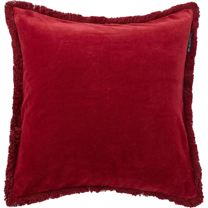 Organic Cotton Velvet Fringe Pillow Cover Kuddfodral 50x50 cm, Röd