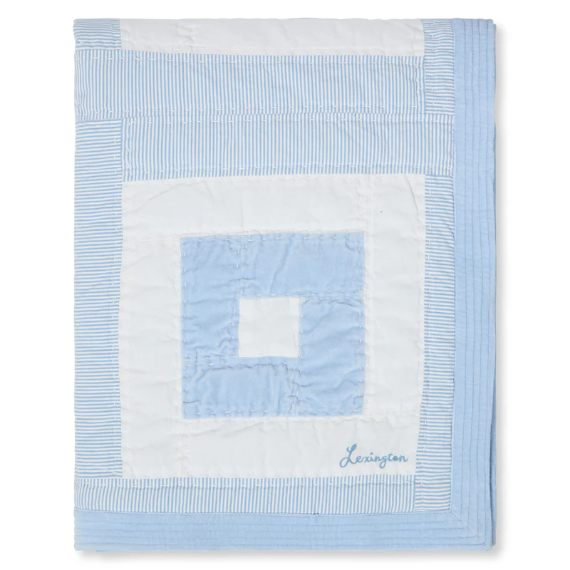 Överkast 160x240 cm, Vit / Blå