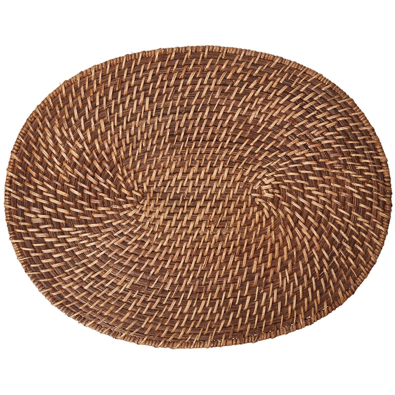 Rattan Oval Bordsunderlägg 35x45 cm, Brun