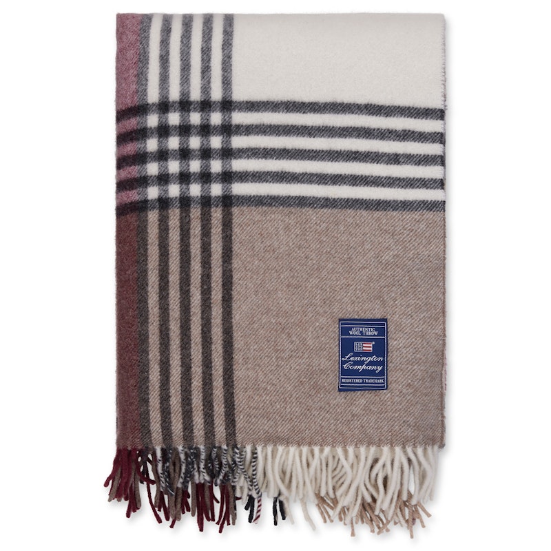 Pläd 130x170 cm, Stone/Burgundy