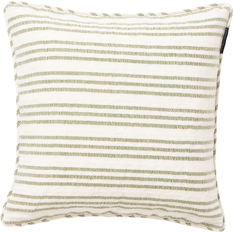 Stripe Structured Linen/Cotton Kuddfodral 50x50 cm, Vit/Grön