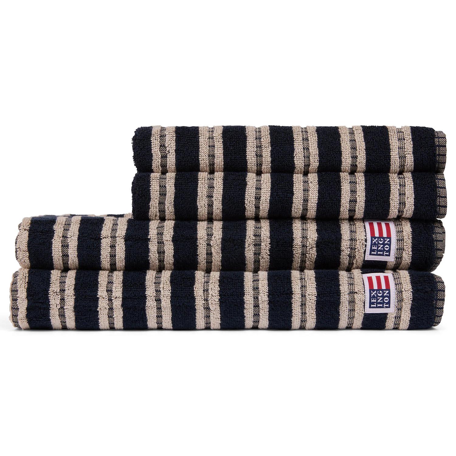 Lexington Striped Handduk 50x70 Cm Mörkblå/beige - Handdukar & Badlakan Bomull Marinblå