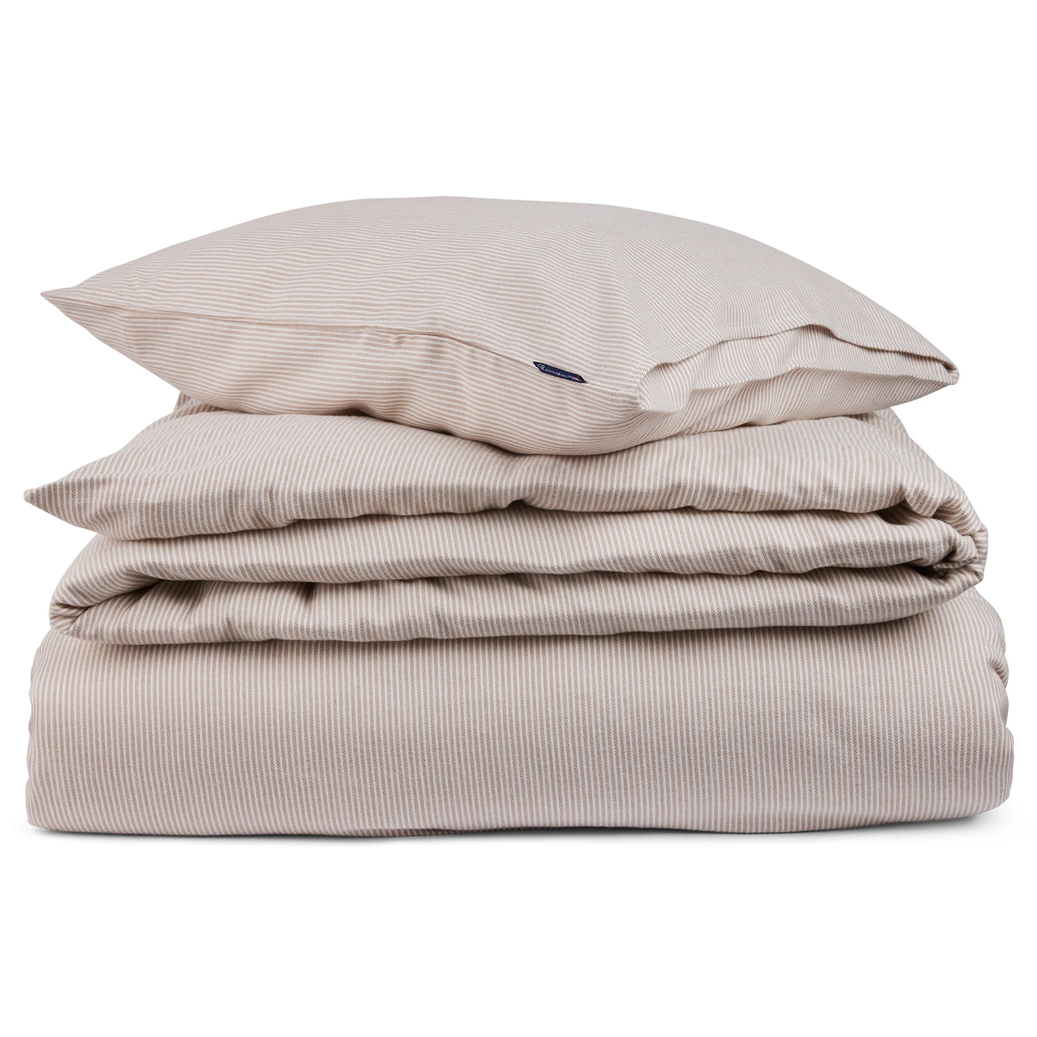 Lexington Striped Lyocell/flannel Bäddset 150x210 + 50x60 Beige - Bäddset Flanell Vit