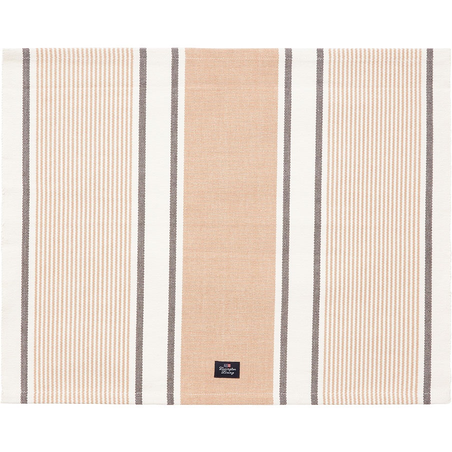 Lexington Striped Organic Cotton Rib Bordstablett 40x50 Cm Beige/ - Bordstabletter & Glasunderl&auml;gg Bomull Vit
