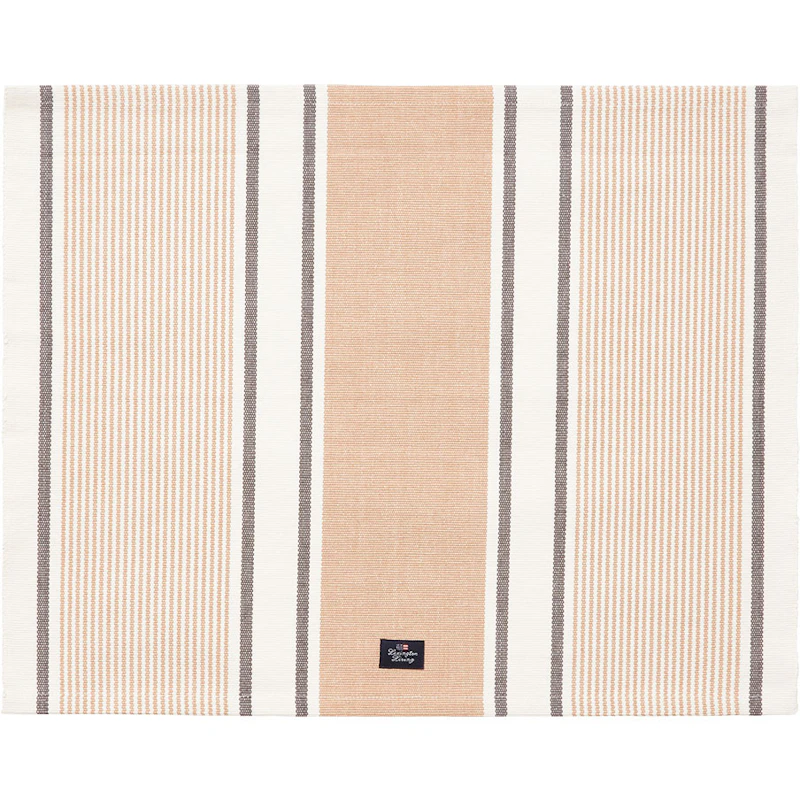 Striped Organic Cotton Rib Bordstablett 40x50 cm, Beige/Vit