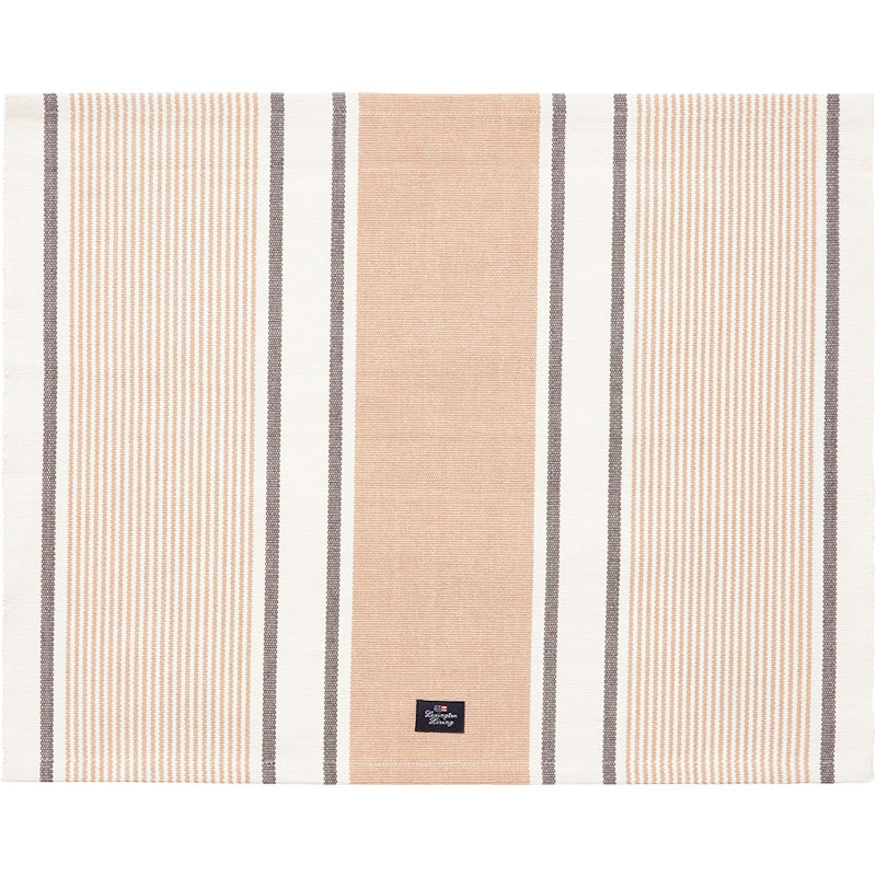 Striped Organic Cotton Rib Bordstablett 40x50 cm, Beige/Vit