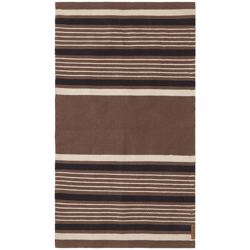 Striped Organic Cotton Matta 170x240 cm, Beige/Mörkgrå