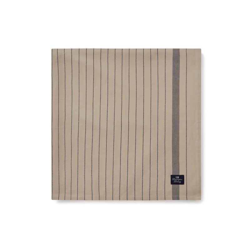 Striped Organic Cotton Duk Beige/Mörkgrå, 150x250 cm
