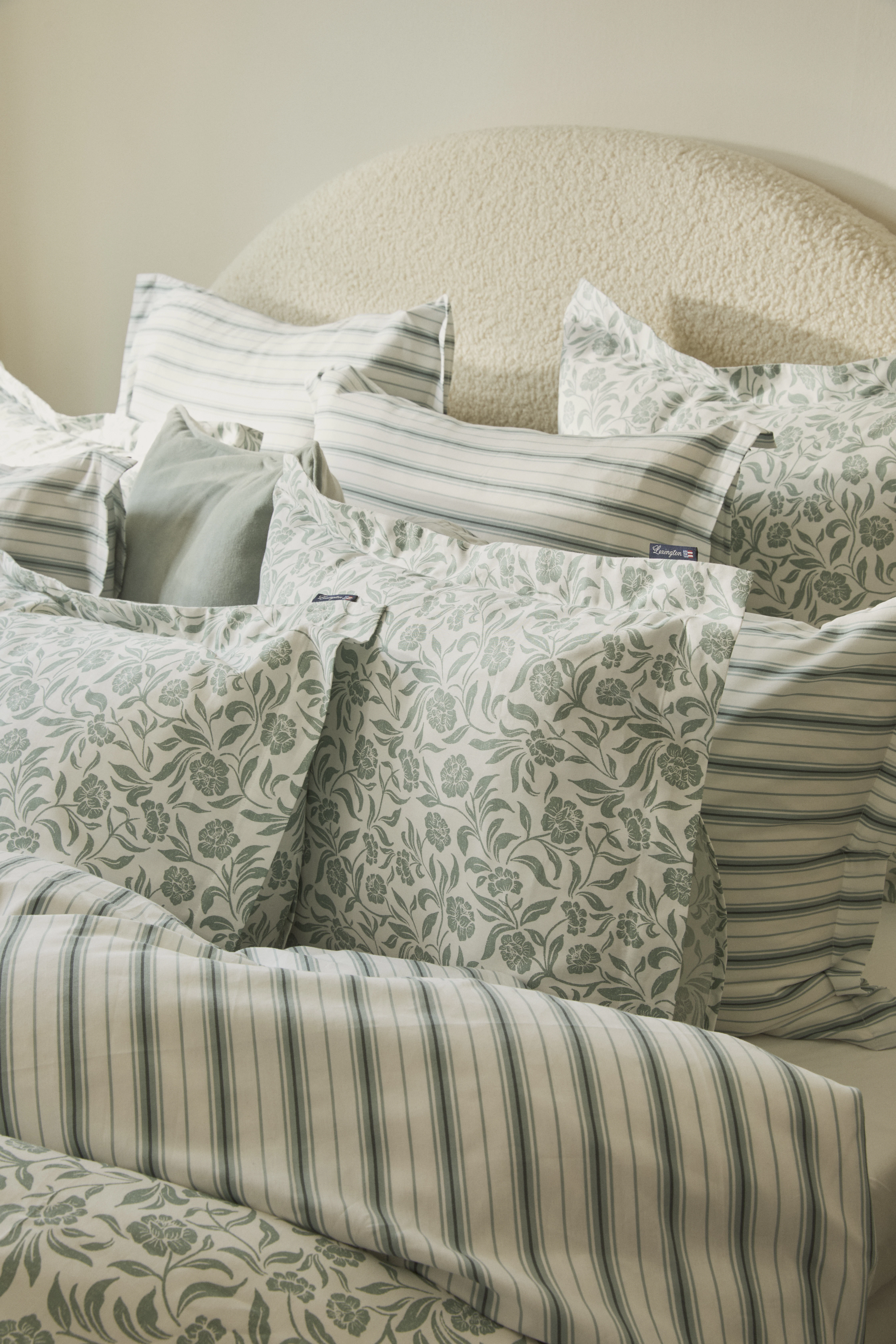 Lexington Striped Poplin Bäddset 150x210 + 50x60 Cm /eucalyptus, vit från Lexington, bild 6