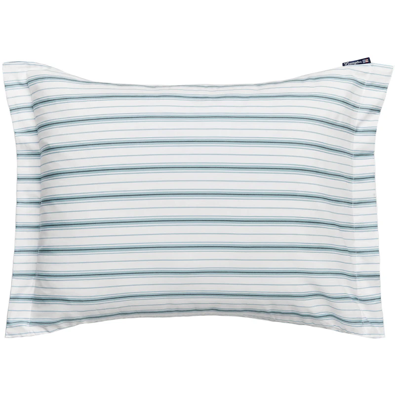 Striped Poplin Örngott 50x60 cm, Vit/Eucalyptus