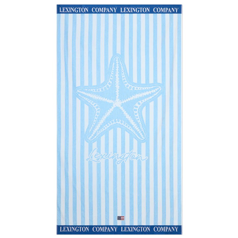 Strandhandduk, Blå / Vit