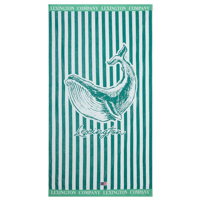 Strandhandduk, Grön / Vit