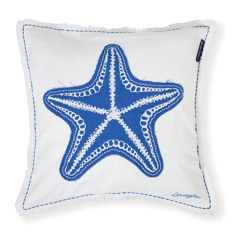 Kudde 50x50 cm, Vit / Blå