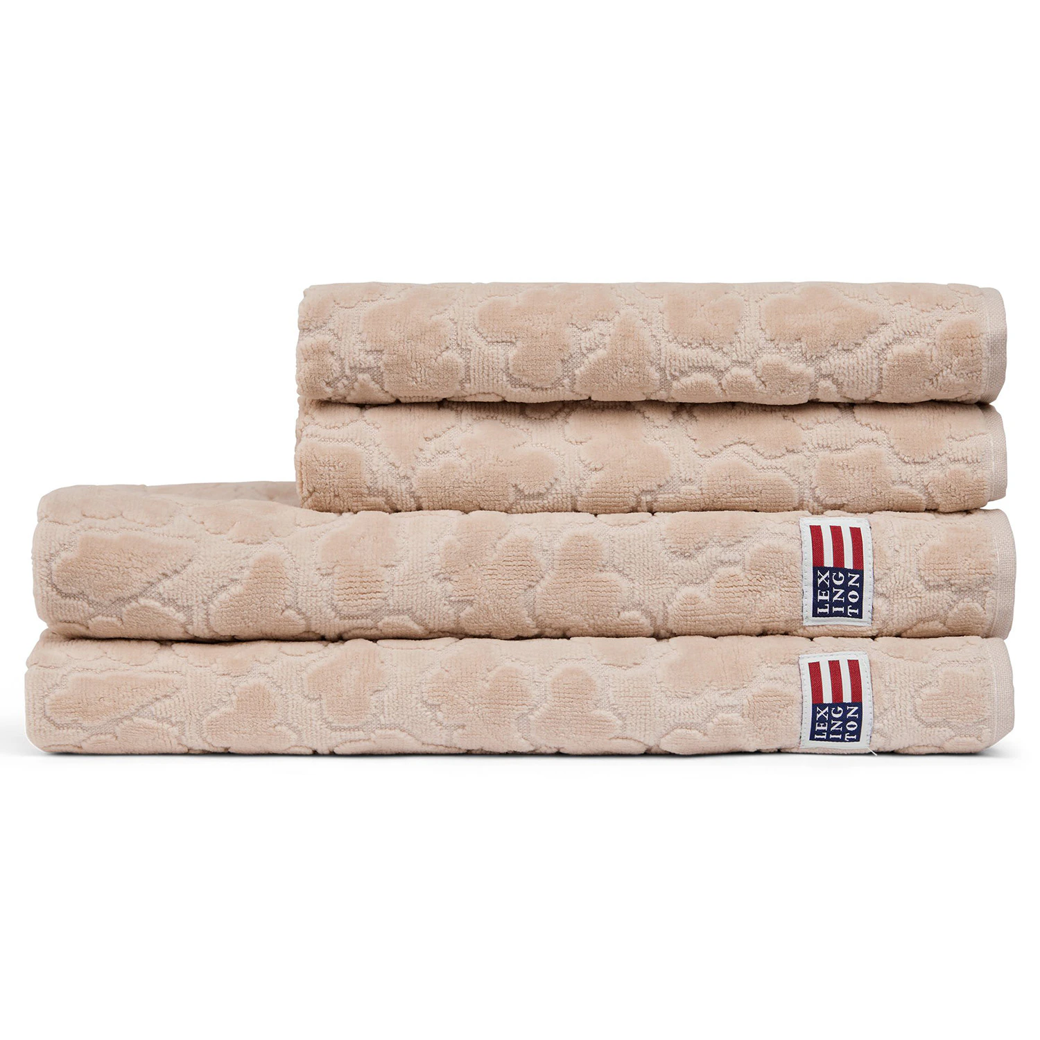 Lexington Velour Jacquard Leaves Handduk 70x130 Cm - Handdukar & Badlakan Bomullsvelour Ljusbeige