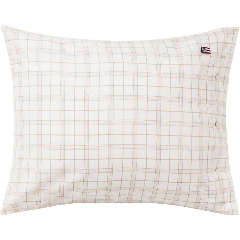 Checked Lyocell/Cotton Örngott 50x60 cm, Vit/Beige