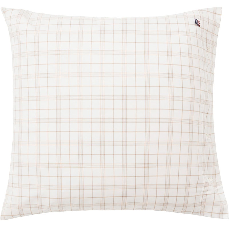 Checked Lyocell/Cotton Örngott 65x65 cm, Vit/Beige