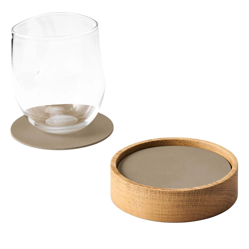 Circle S Ask & Glasunderlägg 8-pack, Ek / Clay Brown