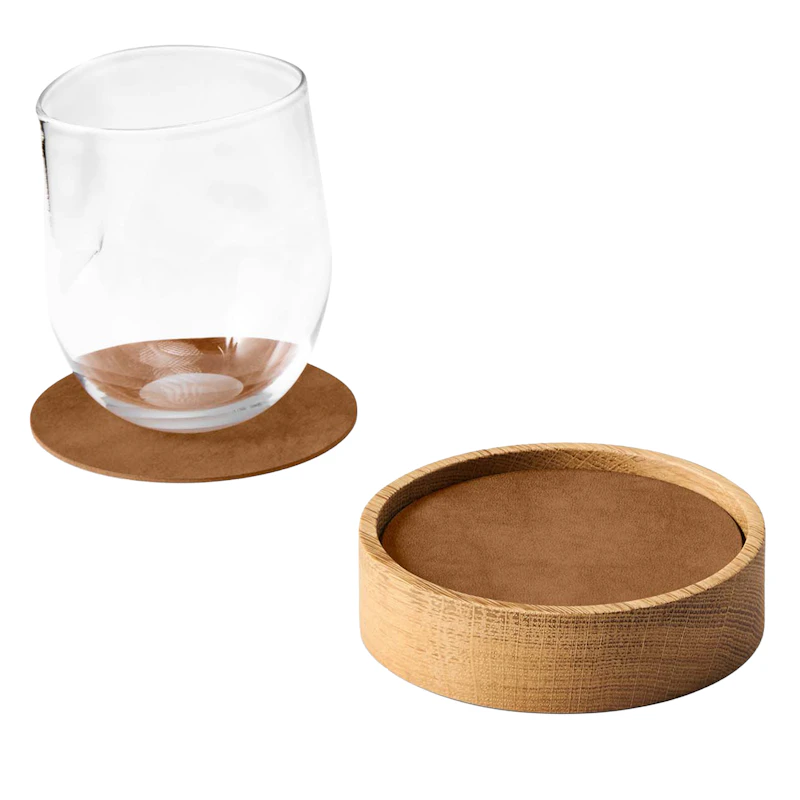Circle S Ask & Glasunderlägg 8-pack, Ek / Natur