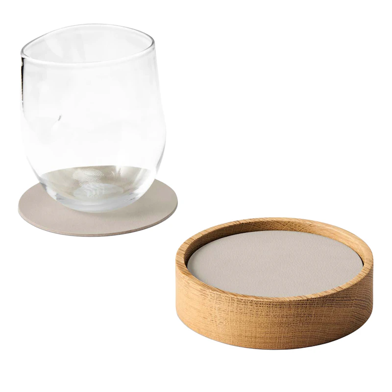 Circle S Ask & Glasunderlägg 8-pack, Ek / Oyster White