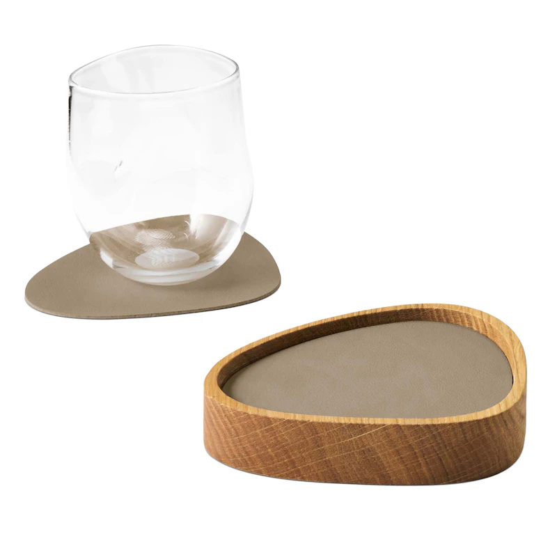 Curve S Ask & Glasunderlägg 8-pack, Ek / Clay Brown