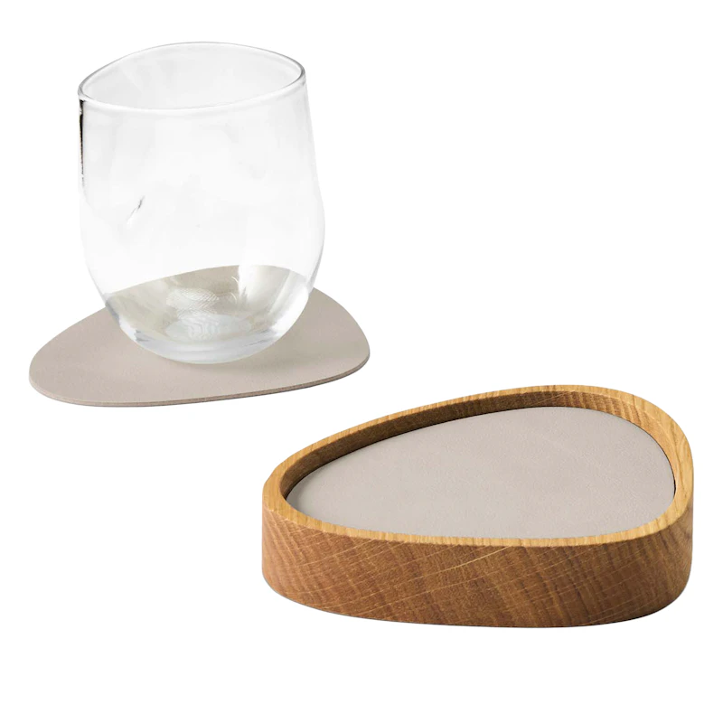 Curve S Ask & Glasunderlägg 8-pack, Ek / Oyster White