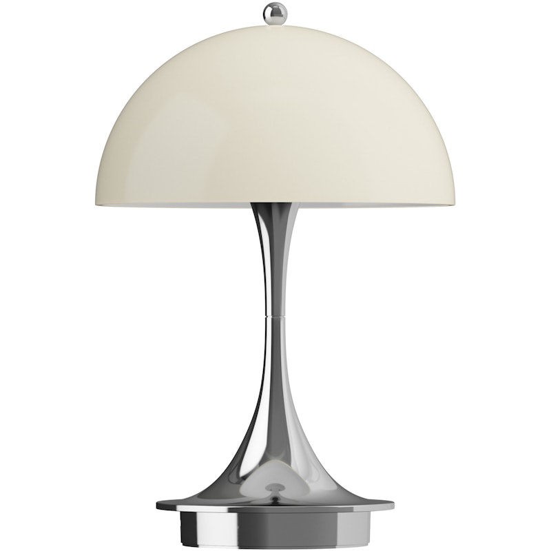 Panthella 160 Bordslampa Portabel, Krom / Opal Beige