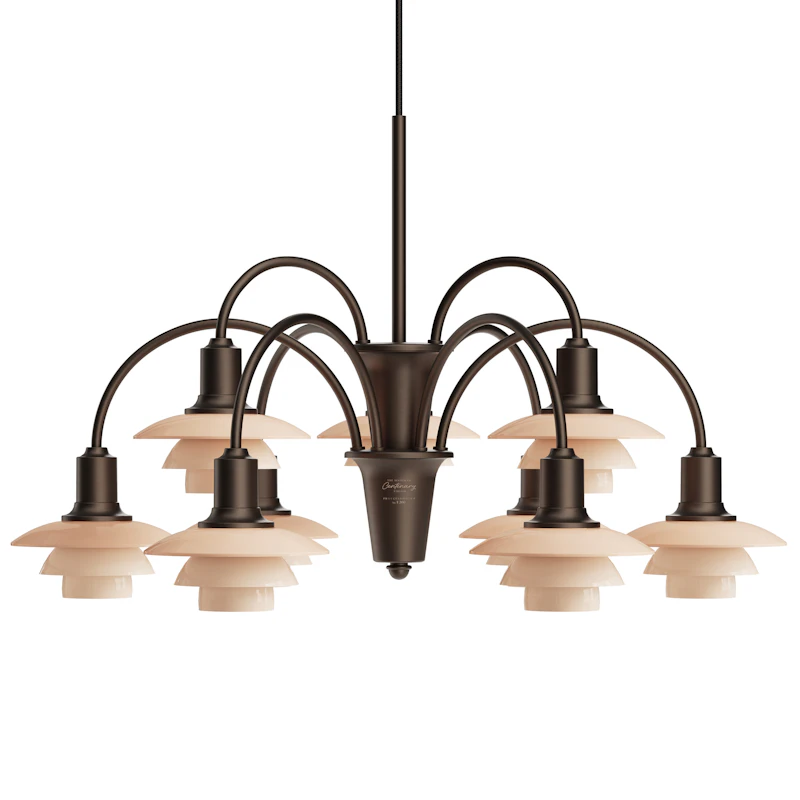 PH 1/1 Ljuskrona Med 9 Armar, Centenary Edition, Aged Brass / Dusty Terracotta