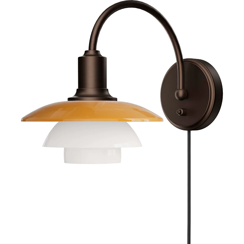 PH 2/2 Vägglampa Med Sladd & Strömbrytare Centenary Edition, Amber / Opal White