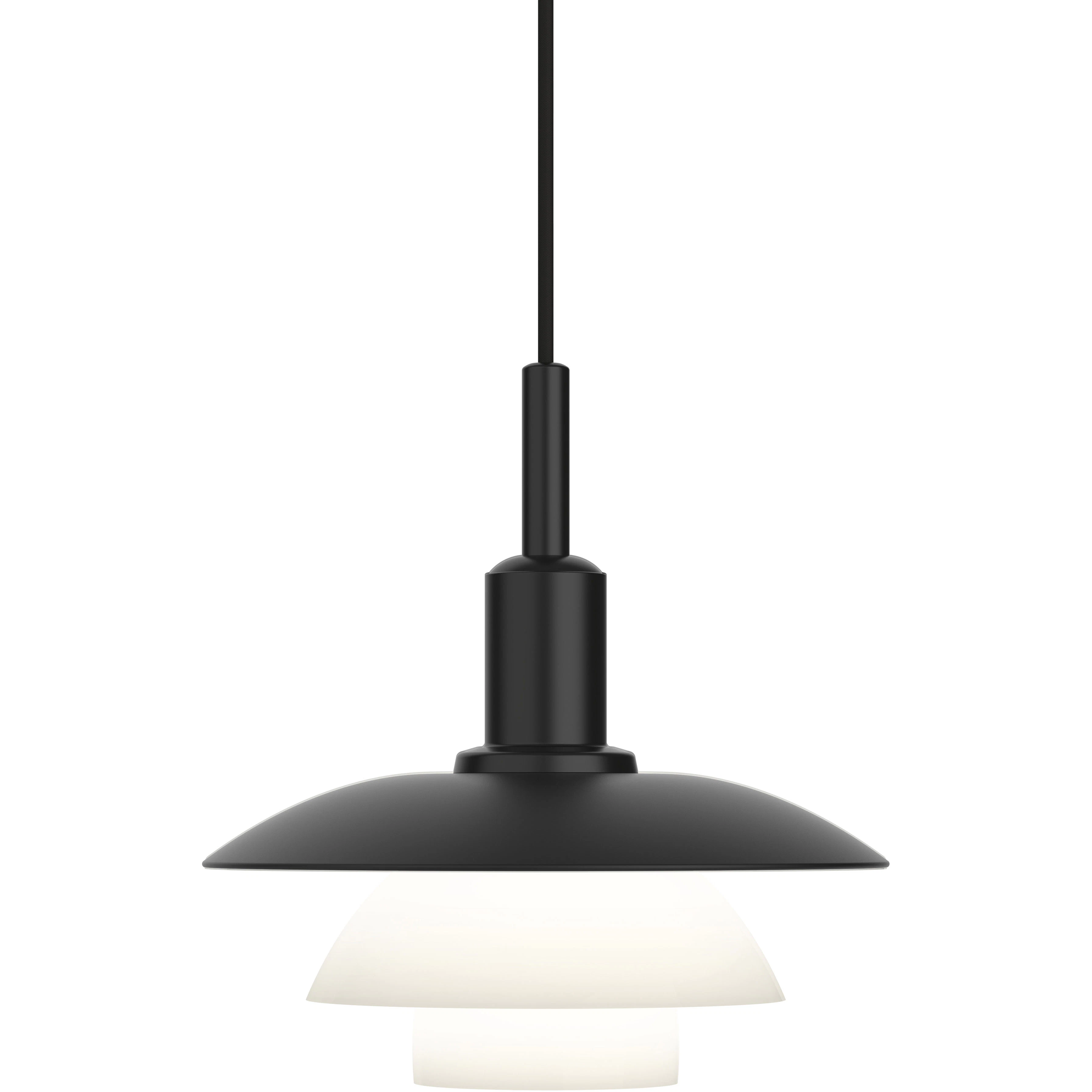 Louis Poulsen Ph 3/3 Pendel Metal Black / Opal Glass - Pendellampor Svart