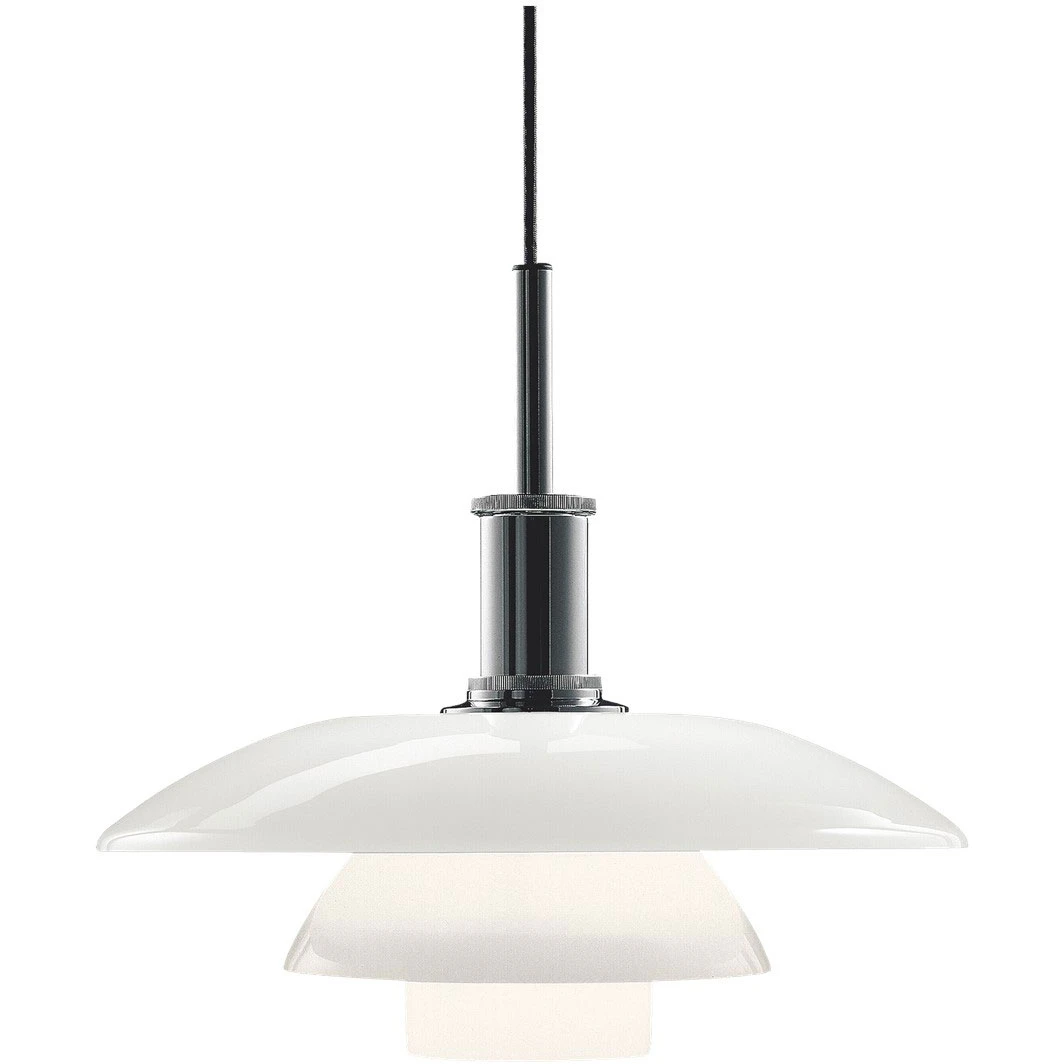 Louis Poulsen Ph 4½-4 Glas Pendel Förkromad Högglans/opal - Pendellampor Opalglas Vit