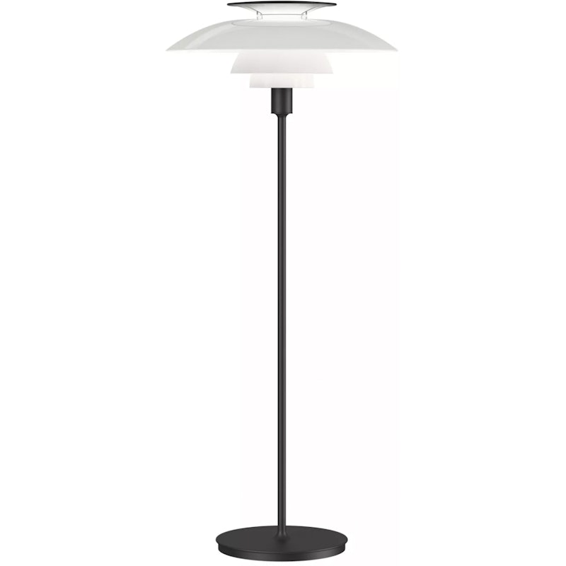 PH 80 Golvlampa Med Dimmer, Vit Opal Akryl / Svart