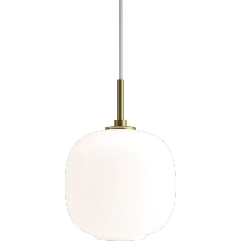 VL 45 Radiohus Pendel Brass/Glossy White Opal Glass Ø 175